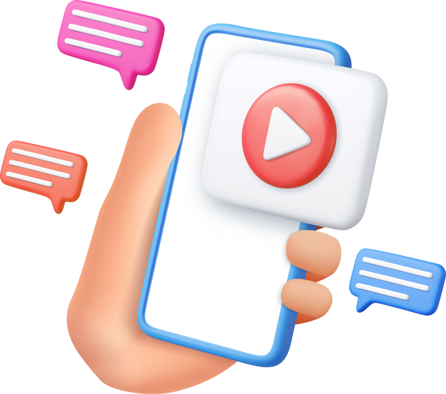 3d Mobile icon playing video,