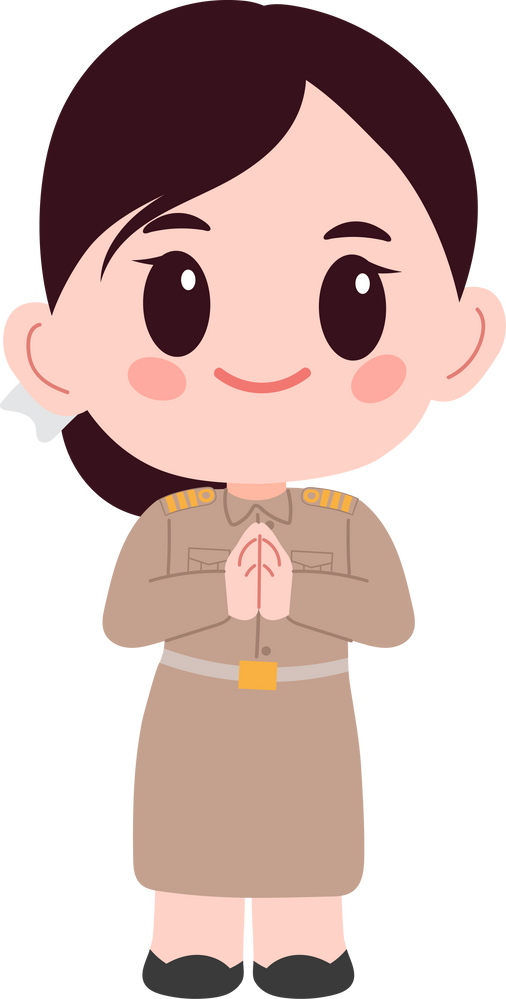 Thai woman teacher greeting “Sawasdee”, pay respect
