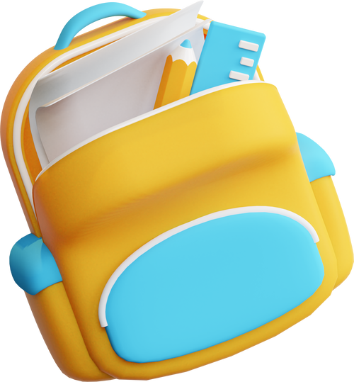 3D Bag With School Supplies Illustration 